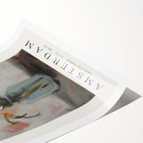 Abstract floral design print featuring vibrant colors and intricate patterns, elegantly rolled for easy display, perfect for home decor enhancement.