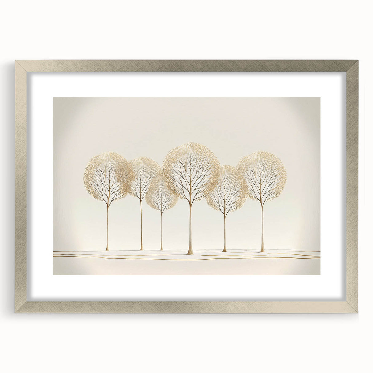 Abstract landscape artwork in a silver frame with a mat, showcasing vibrant colors and intricate details. Ideal for modern home decor, enhancing any space with elegance.