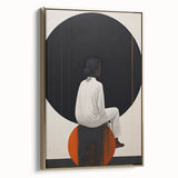 Framed canvas wall art featuring a minimalist gold abstract design, showcased in a side view to highlight the sleek frame and elegant aesthetic, perfect for modern decor.