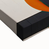 Abstract minimalist wall art canvas showcasing soft pastel colors and geometric shapes, perfect for modern home decor. The close-up highlights texture and detail.