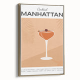 Framed canvas featuring a vintage poster art of a landscape painting with muted earth tones, ideal for bedroom wall decor.