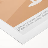 Art deco poster featuring a stylized cocktail glass in neon colors on a rolled canvas, suitable for dining room wall art.