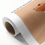 Art deco poster featuring a stylized cocktail glass, rendered in bold black and gold tones on rolled canvas.