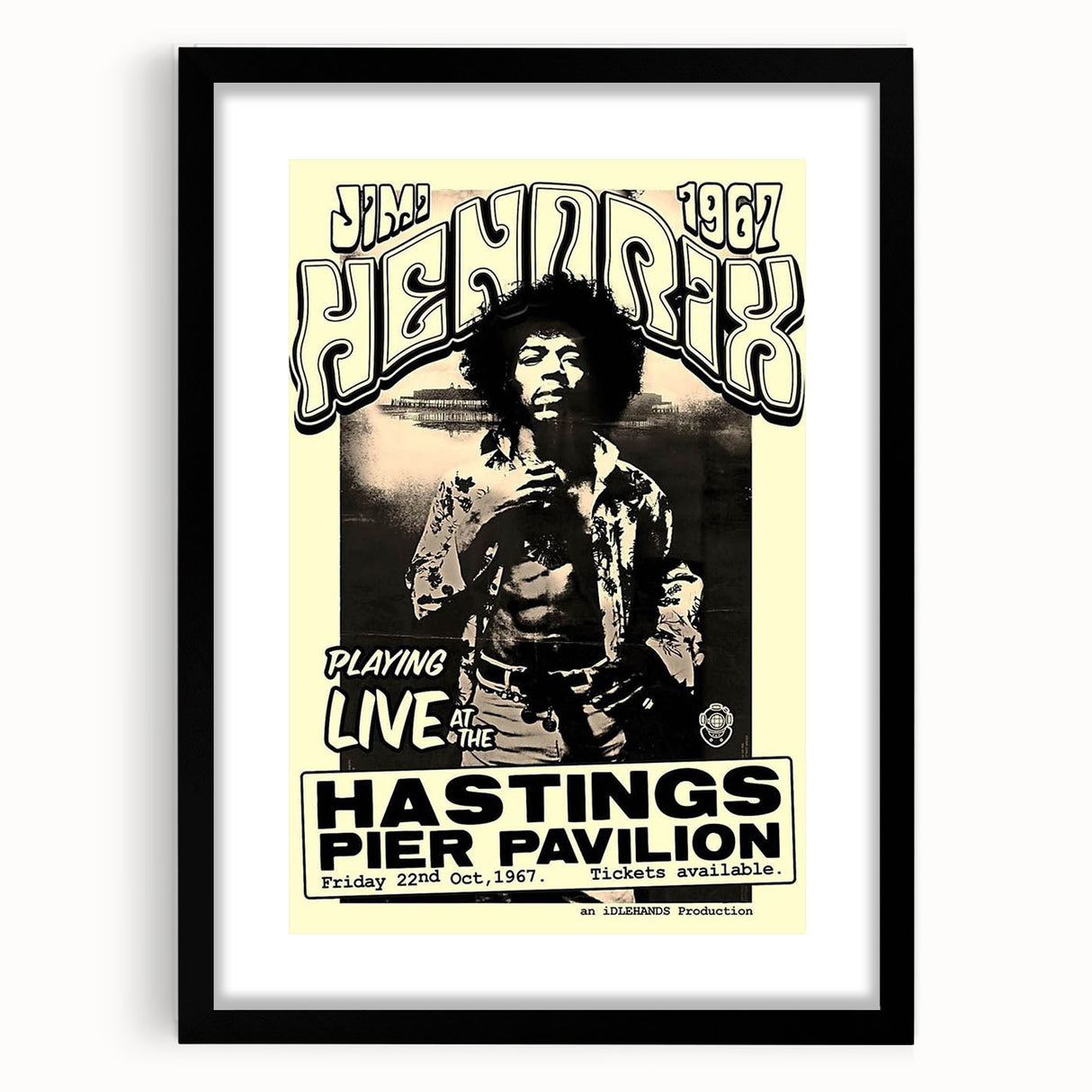 Jimi Hendrix Retro Wall Art – Vintage Hastings Pier Concert Print