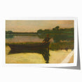 Realism Art Prints - Peaceful Sunset River Scene with Boat on Canvas