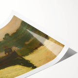 Realism Art Prints - Peaceful Sunset River Scene with Boat on Canvas