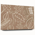 Large abstract wall art depicting autumn trees in orange and red hues on acrylic glass.