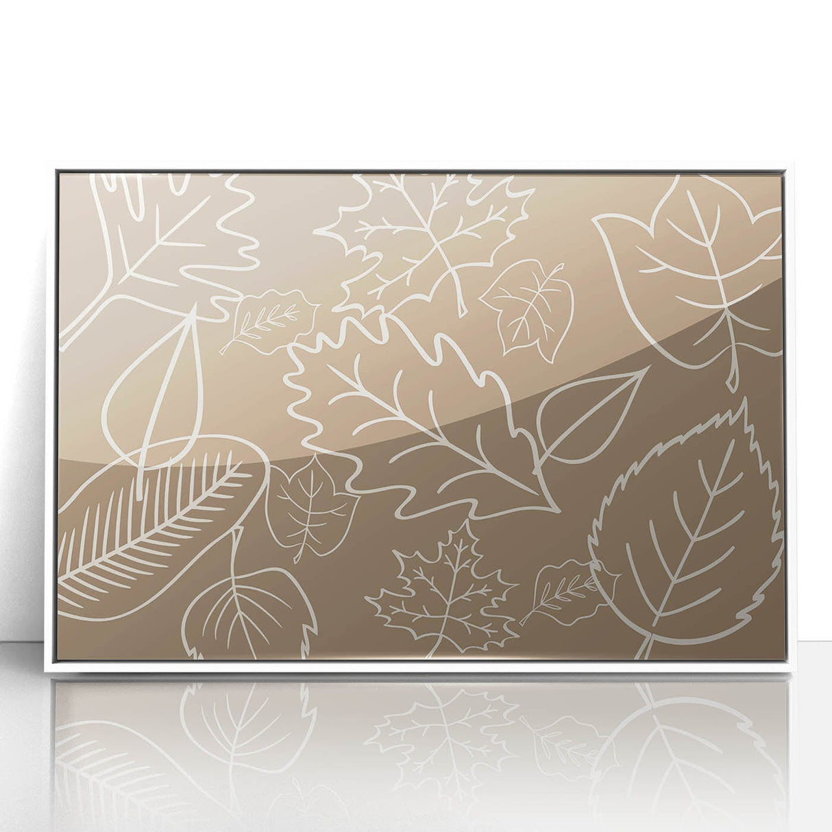 Art deco poster of fall trees in muted orange and brown tones, framed acrylic print, ideal for nursery wall art.