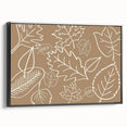 Black and white landscape art painting on framed canvas, depicting a serene vintage poster-style fall scene.