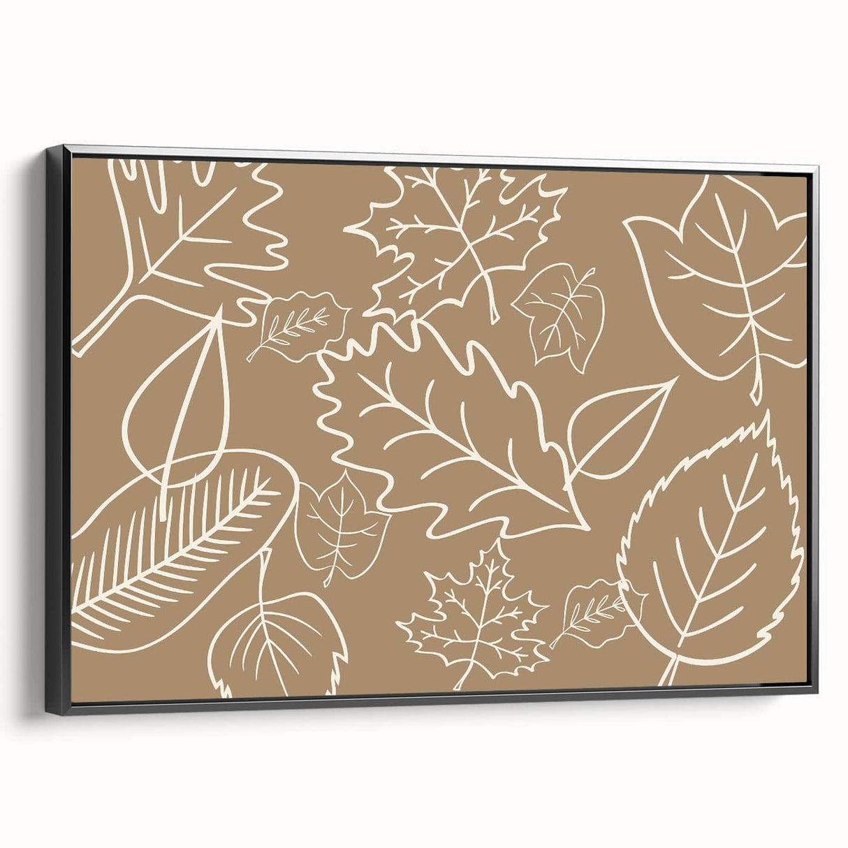 Black and white landscape art painting on framed canvas, depicting a serene vintage poster-style fall scene.