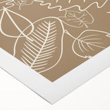 Art deco poster featuring an autumnal scene with warm orange and brown tones on a rolled canvas.