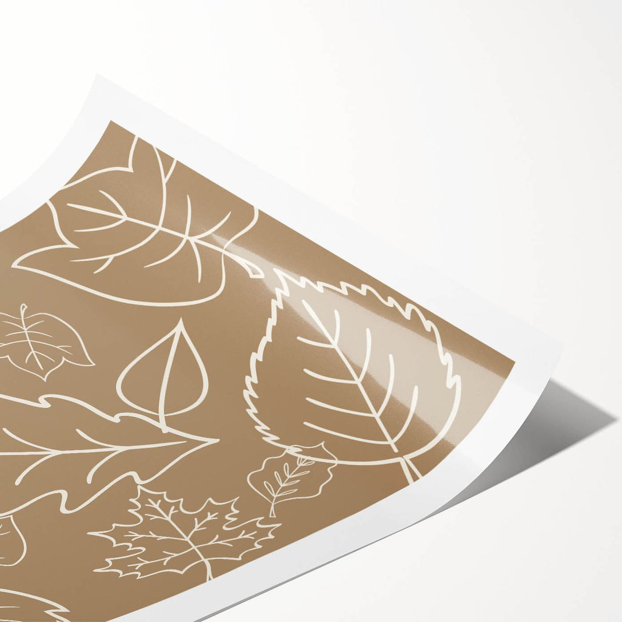 Extra large wall art featuring line art flowers in muted autumnal tones on a rolled canvas.