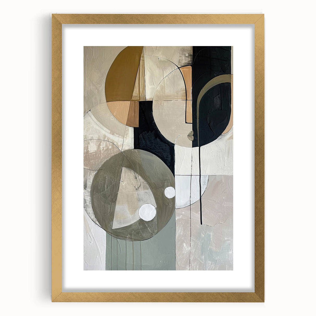 Modern Dining Room Art – Geometric Black and Gold Abstract
