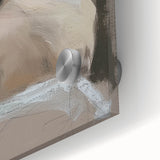 Close-up of an abstract figurative acrylic artwork on glass, showcasing vibrant colors and intricate details, perfect for modern decor and artistic displays.