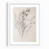 Abstract floral art print framed in white matting, showcasing vibrant colors and intricate designs, perfect for modern home decor or office spaces.