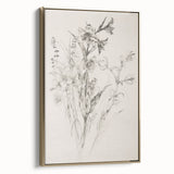 Framed canvas art showcasing an abstract floral design with vibrant colors and gold accents, elegantly displayed from a side view, perfect for modern decor.