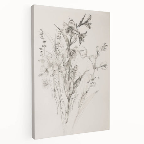 Stretched canvas artwork showcasing vibrant abstract floral designs in shades of pink, blue, and green, perfect for modern home decor.