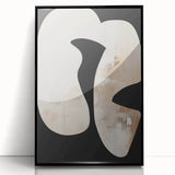 Framed abstract minimalist wall art featuring a black acrylic design, showcasing geometric shapes and a sleek finish, perfect for modern home decor.