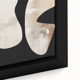 Framed abstract minimalist wall art close-up showcasing soft earth tones and geometric shapes, ideal for modern home decor and artistic interiors.