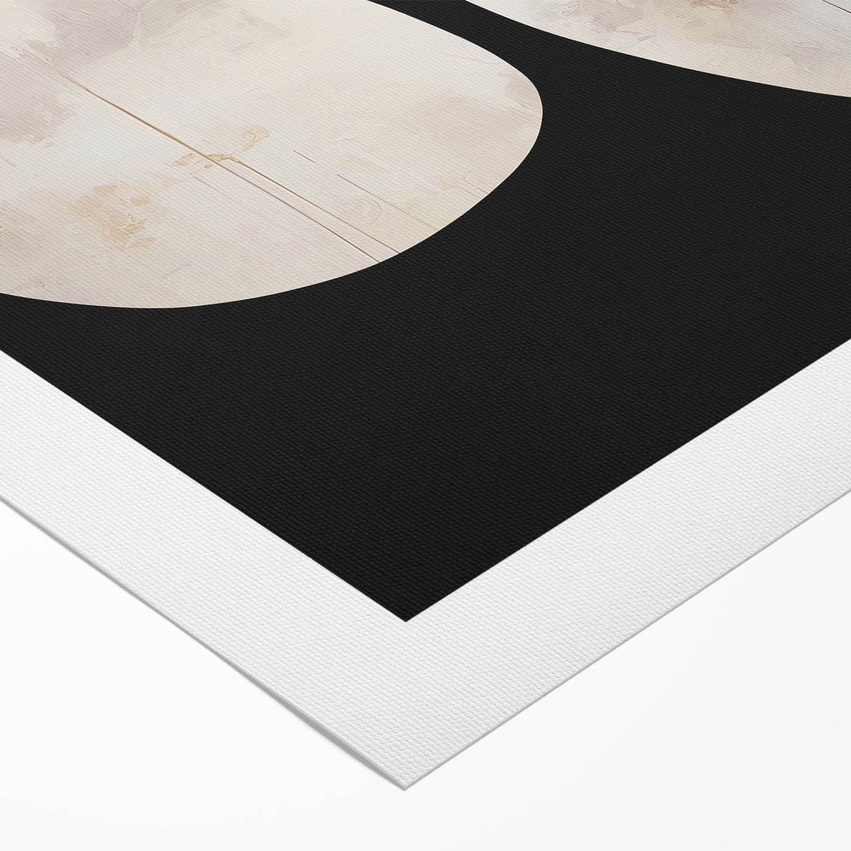Abstract minimalist wall art on rolled canvas, showcasing soft pastel colors and geometric shapes, ideal for modern home decor. Packaged in protective cardboard tube.
