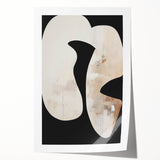Abstract minimalist wall art print featuring soft pastel colors and geometric shapes, elegantly rolled and packaged in a protective cardboard tube for easy display.