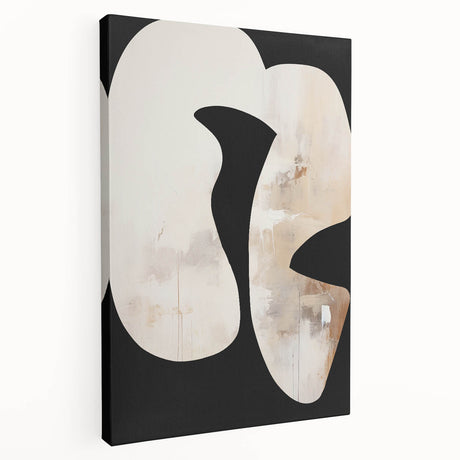 Abstract minimalist wall art canvas print showcasing a subtle interplay of soft beige and white tones, elegantly stretched for a modern aesthetic.