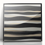 Minimalist Abstract Wall Art – Modern Black, White & Beige Canvas