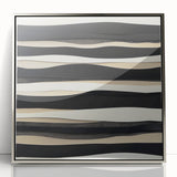 Minimalist Abstract Wall Art – Modern Black, White & Beige Canvas