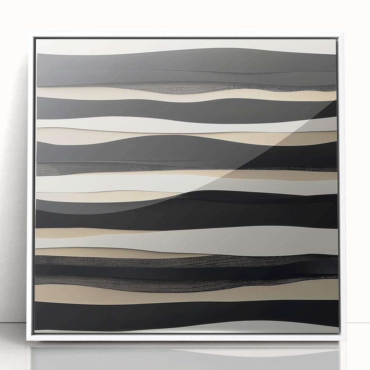 Minimalist Abstract Wall Art – Modern Black, White & Beige Canvas
