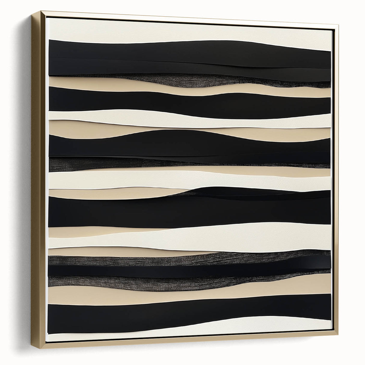Minimalist Abstract Wall Art – Modern Black, White & Beige Canvas