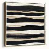 Minimalist Abstract Wall Art – Modern Black, White & Beige Canvas