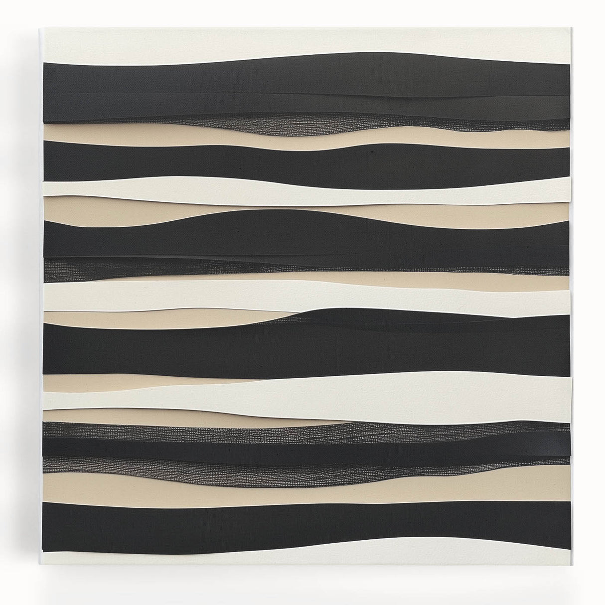 Minimalist Abstract Wall Art – Modern Black, White & Beige Canvas