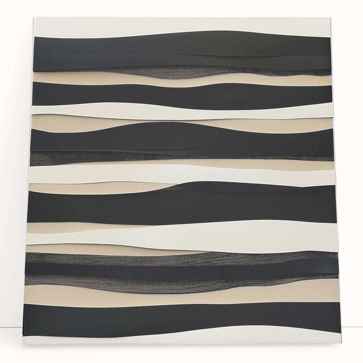 Minimalist Abstract Wall Art – Modern Black, White & Beige Canvas