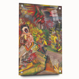 Expressionist Art: Colorful Peasant Woman Scene Wall Art on Canvas