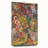 Expressionist Art: Colorful Peasant Woman Scene Wall Art on Canvas