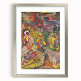 Expressionist Art: Colorful Peasant Woman Scene Wall Art on Canvas