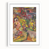 Expressionist Art: Colorful Peasant Woman Scene Wall Art on Canvas