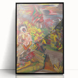 Expressionist Art: Colorful Peasant Woman Scene Wall Art on Canvas