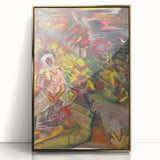 Expressionist Art: Colorful Peasant Woman Scene Wall Art on Canvas