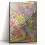 Expressionist Art: Colorful Peasant Woman Scene Wall Art on Canvas