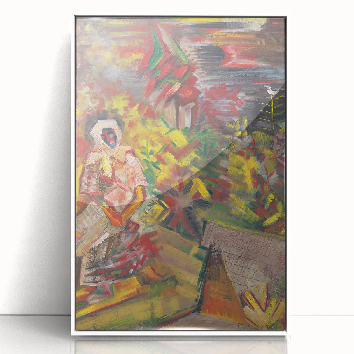 Expressionist Art: Colorful Peasant Woman Scene Wall Art on Canvas