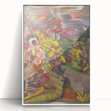 Expressionist Art: Colorful Peasant Woman Scene Wall Art on Canvas