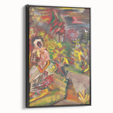 Expressionist Art: Colorful Peasant Woman Scene Wall Art on Canvas