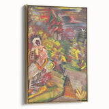Expressionist Art: Colorful Peasant Woman Scene Wall Art on Canvas