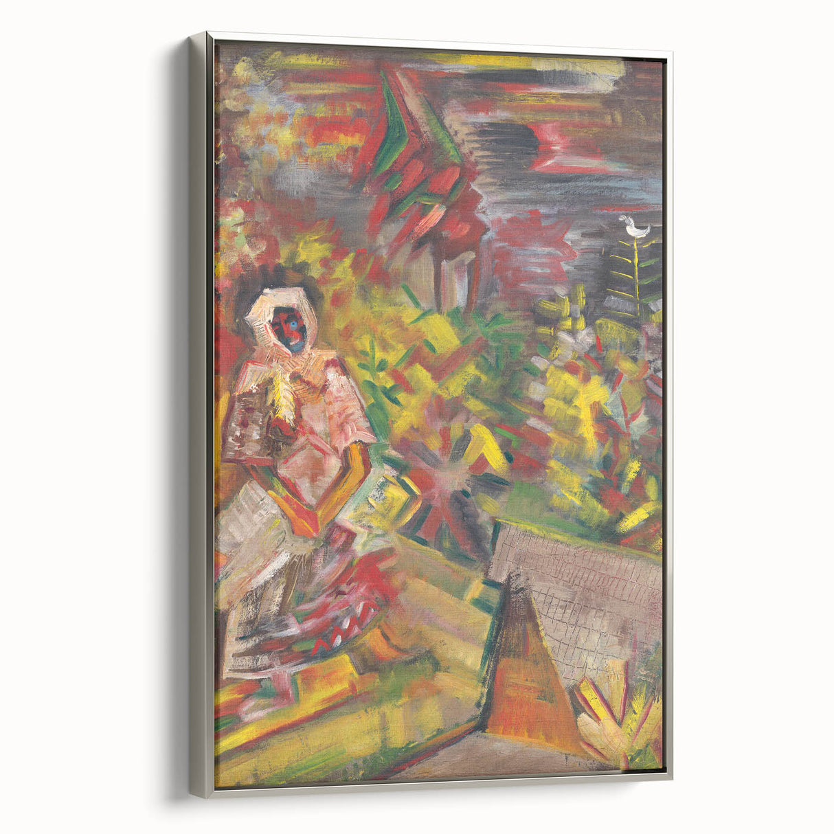 Expressionist Art: Colorful Peasant Woman Scene Wall Art on Canvas