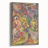 Expressionist Art: Colorful Peasant Woman Scene Wall Art on Canvas