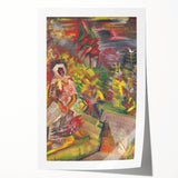 Expressionist Art: Colorful Peasant Woman Scene Wall Art on Canvas