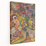 Expressionist Art: Colorful Peasant Woman Scene Wall Art on Canvas