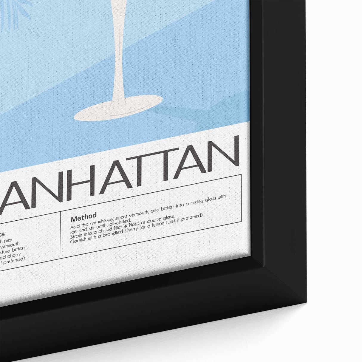 Close-up of a textured black wall art featuring vibrant, colorful food and drink motifs on a framed canvas.