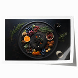 Extra large rolled print of assorted fruits in vibrant colors, ideal for art wall dining room decor.